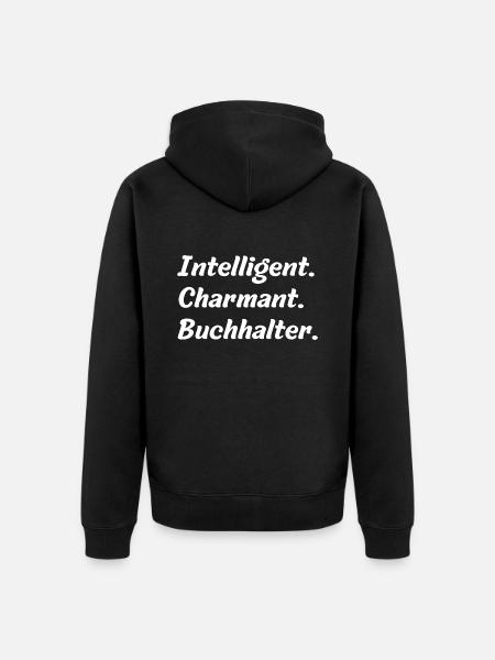 Intelligent. Charmant. Buchhalter - Unisex Premium Bio Zip Hoodie - Schwarz