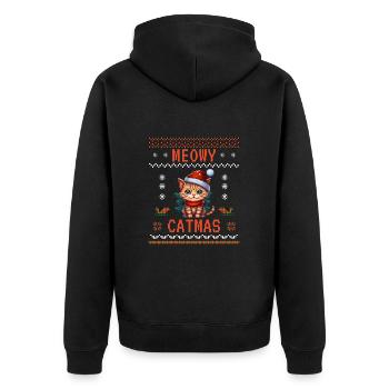Meowy Catmas Cat Christmas Kitten Cats Santa - Unisex Premium Bio Zip Hoodie - Schwarz - Hinten - Nico (187cm)
