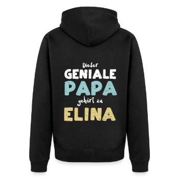 Dieser Geniale Papa Gehört Zu Elina - Unisex Premium Bio Zip Hoodie - Schwarz - Hinten - Nico (187cm)