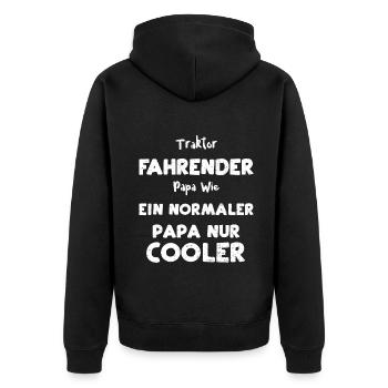 Traktor Fahrender Papa Wie Ein N... - Unisex Premium Bio Zip Hoodie - Schwarz - Hinten - Nico (187cm)