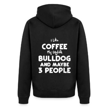 J’aime le café mon Deutsch Bulldog... - Veste à capuche bio Premium Unisexe - noir - Dos - Nico (187cm)