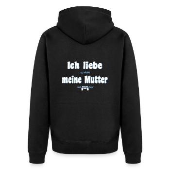 Ich liebe meine Mutter Gaming - Unisex Premium Bio Zip Hoodie - Schwarz - Hinten - Nico (187cm)