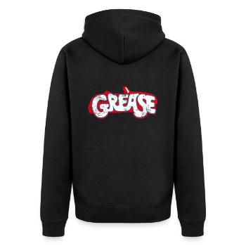 Grease Logo Blanc Avec Voiture - Veste à capuche bio Premium Unisexe - noir - Dos - Nico (187cm)
