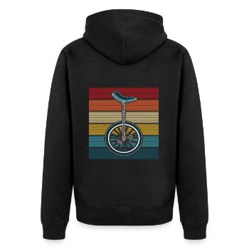 Monocycle équitation Rétro Vintage Unicycle coucher de soleil - Veste à capuche bio Premium Unisexe - noir - Dos - Nico (187cm)