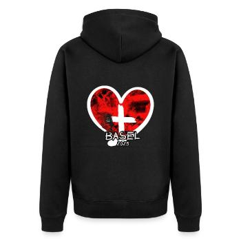 Basel 2025 ESC - Unisex Premium Organic Zip Hoodie - black - Back - Nico (187cm)
