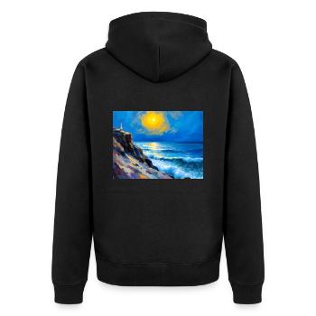 Mom on the Beach 6 - Unisex Premium Organic Zip Hoodie - black - Back - Nico (187cm)