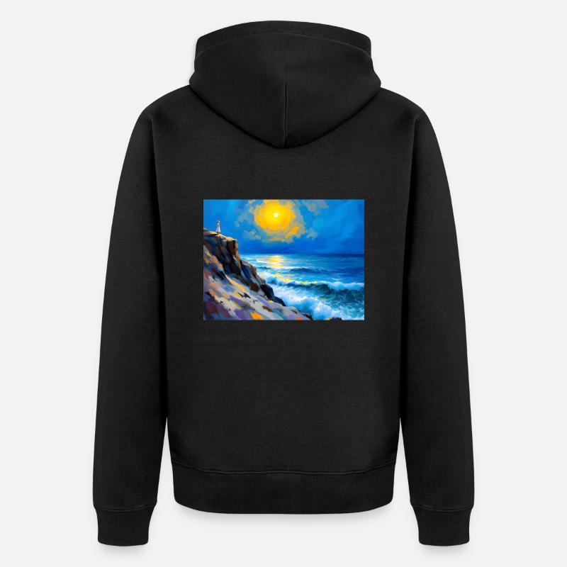 Mama am Strand 6 - Unisex Premium Bio Zip Hoodie - Schwarz