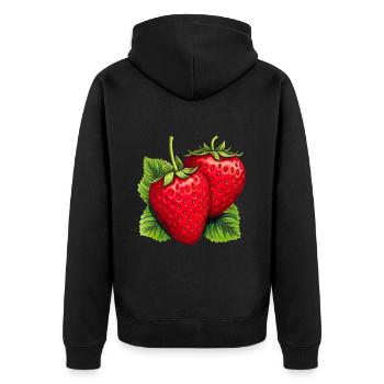Erdbeere Erdbeeren für einen Erdbeer Liebhaber - Unisex Premium Bio Zip Hoodie - Schwarz - Hinten - Nico (187cm)