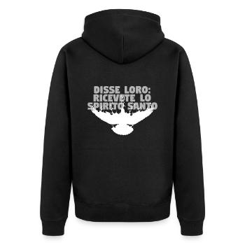 Receive Comforter - Italian - Unisex Premium Organic Zip Hoodie - black - Back - Nico (187cm)