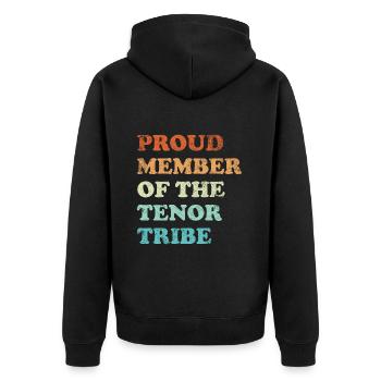Proud Member of the Tenor Tribe retro hell - Unisex Premium Organic Zip Hoodie - black - Back - Nico (187cm)