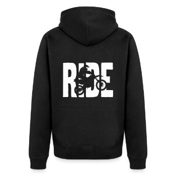 Ride motorcycle, motocross silhouette. - Unisex Premium Organic Zip Hoodie - black - Back - Nico (187cm)