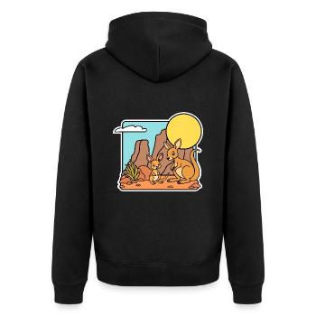 Kangaroo mom and child in the outback in Australia - Unisex Premium Organic Zip Hoodie - black - Back - Nico (187cm)
