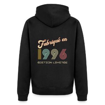 Anniversaire Homme Citation Fabriqué en 1996 - Veste à capuche bio Premium Unisexe - noir - Dos - Nico (187cm)