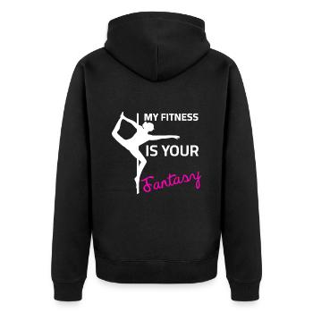 Pole Dance - My Fitness is your Fantasy - Unisex Premium Organic Zip Hoodie - black - Back - Nico (187cm)