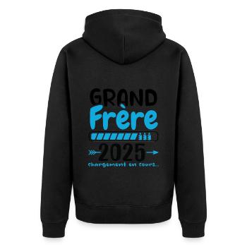 Grand Frère 2025 Cadeau Annonce Naissance 2025 - Veste à capuche bio Premium Unisexe - noir - Dos - Nico (187cm)