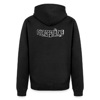 Pferdestärke - Unisex Premium Bio Zip Hoodie - Schwarz - Hinten - Nico (187cm)