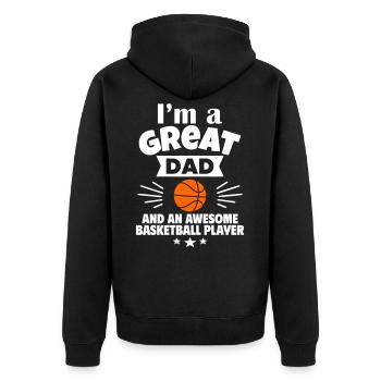 I'm a great dad and a strong basketball player - Unisex Premium Organic Zip Hoodie - black - Back - Nico (187cm)