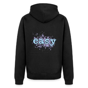 easy - Unisex Premium Bio Zip Hoodie - Schwarz - Hinten - Nico (187cm)