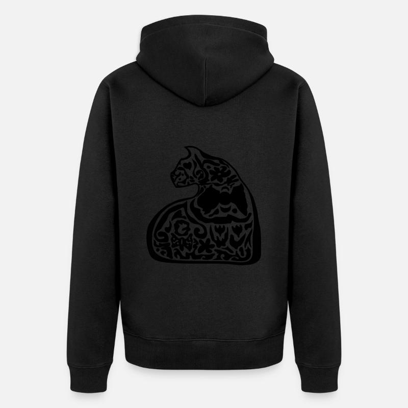 Forme de chat élégante - Veste à capuche bio Premium Unisexe - noir