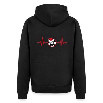 merry x mas Weihnachtsgeschenk "Vorfreude xmas" - Unisex Premium Bio Zip Hoodie - Schwarz - Hinten - Nico (187cm)