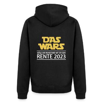 Das Wars Rente 2023 - Unisex Premium Bio Zip Hoodie - Schwarz - Hinten - Nico (187cm)