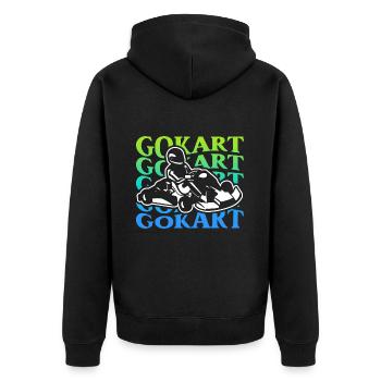 Go-Kart Rennen Gokart Herren Jungen Kartfahrer - Unisex Premium Bio Zip Hoodie - Schwarz - Hinten - Nico (187cm)