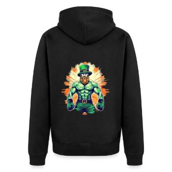 St. Patrick’s Day Trèfle Bodybuilding - Veste à capuche bio Premium Unisexe - noir - Dos - Nico (187cm)