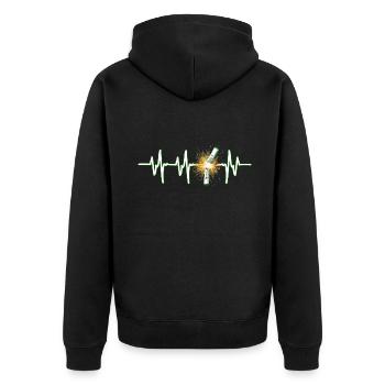 Heartbeat Böller - Unisex Premium Bio Zip Hoodie - Schwarz - Hinten - Nico (187cm)