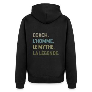 Coach l'homme le mythe la legende - Veste à capuche bio Premium Unisexe - noir - Dos - Nico (187cm)