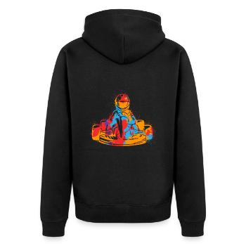 Kart Racing Colorful Boys Motorsport Go-Kart - Unisex Premium Organic Zip Hoodie - black - Back - Nico (187cm)