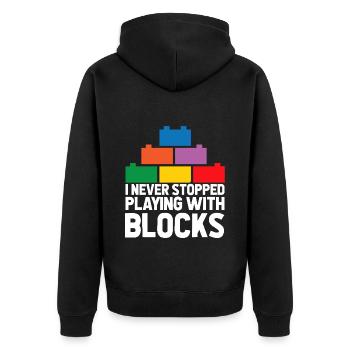 Brick Builder Brick Building Master Builder - Unisex Premium Organic Zip Hoodie - black - Back - Nico (187cm)