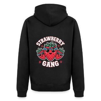 Strawberry Gang - Équipe de cueilleurs de fraises - Veste à capuche bio Premium Unisexe - noir - Dos - Nico (187cm)