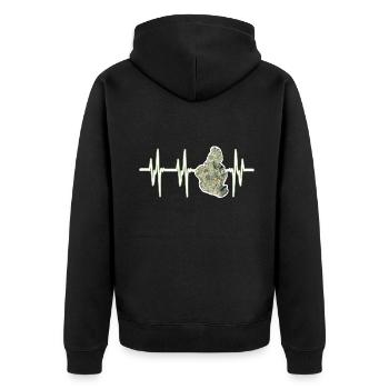 Heartbeat Weed - Unisex Premium Bio Zip Hoodie - Schwarz - Hinten - Nico (187cm)