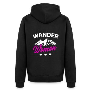 Wanderwomen Wandern Berge Frau Wander Women - Unisex Premium Bio Zip Hoodie - Schwarz - Hinten - Nico (187cm)