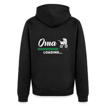 Oma loading - Unisex Premium Bio Zip Hoodie - Schwarz - Hinten - Nico (187cm)