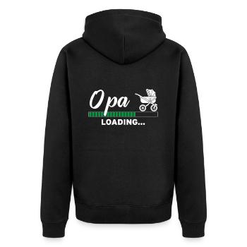 Opa loading - Unisex Premium Bio Zip Hoodie - Schwarz - Hinten - Nico (187cm)