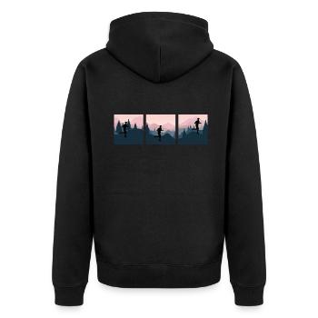 Trail Running "Runs in the Mountains" Alpine Cross - Unisex Premium Organic Zip Hoodie - black - Back - Nico (187cm)