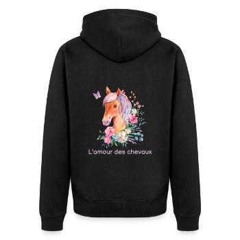 Love Horses or I Can't I Have Horse - Unisex Premium Organic Zip Hoodie - black - Back - Nico (187cm)