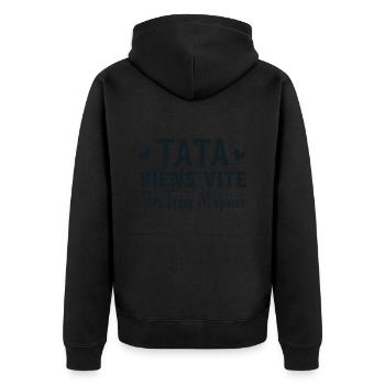 Tata Viens Vite Ton Frère M'épuise - Veste à capuche bio Premium Unisexe - noir - Dos - Nico (187cm)