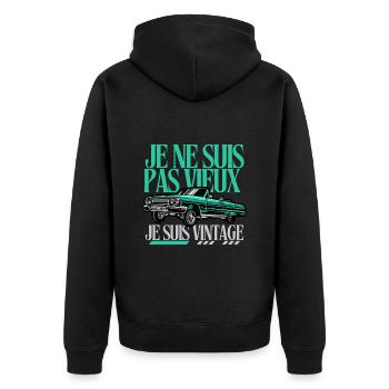 I'm not old I'm vintage - Unisex Premium Organic Zip Hoodie - black - Back - Nico (187cm)