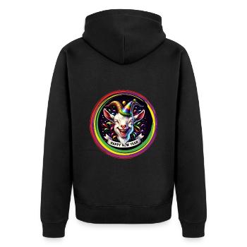 New Year New Year's Eve Funny Goat Celebrating Party - Unisex Premium Organic Zip Hoodie - black - Back - Nico (187cm)