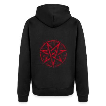 Zerrissenes Pentagramm Okkultes Zeichen - Unisex Premium Bio Zip Hoodie - Schwarz - Hinten - Nico (187cm)