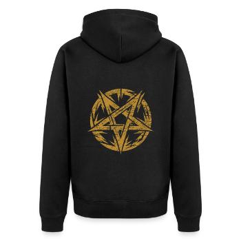 Zerrissenes Pentagramm Okkultes Zeichen - Unisex Premium Bio Zip Hoodie - Schwarz - Hinten - Nico (187cm)