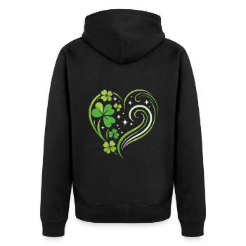 Cœur de légumes verts avec trèfle - Veste à capuche bio Premium Unisexe - noir - Dos - Nico (187cm)