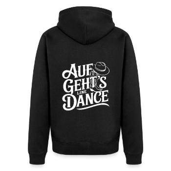 Line Dance Gruppe Training mein Tanzsport - Unisex Premium Bio Zip Hoodie - Schwarz - Hinten - Nico (187cm)