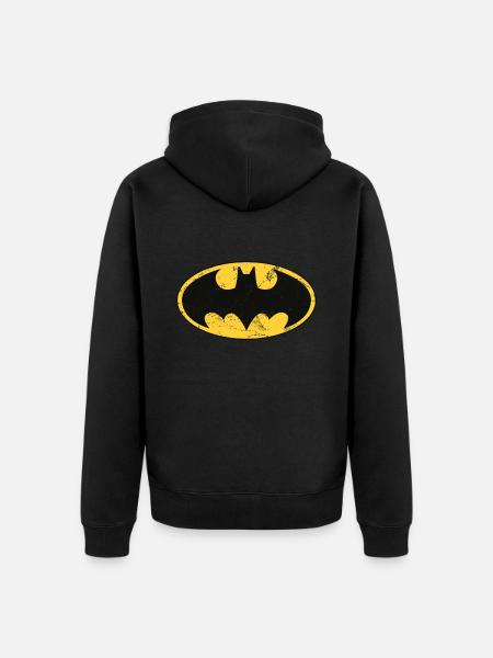 DC Comics Batman Logo Used Look - Unisex Premium Organic Zip Hoodie - black