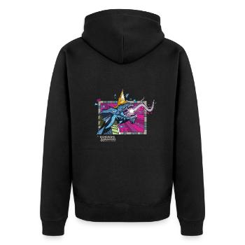 Dungeons & Dragons DND Blauer Drache - Unisex Premium Bio Zip Hoodie - Schwarz - Hinten - Nico (187cm)