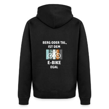 E-Bike Spruch - Unisex Premium Bio Zip Hoodie - Schwarz - Hinten - Nico (187cm)