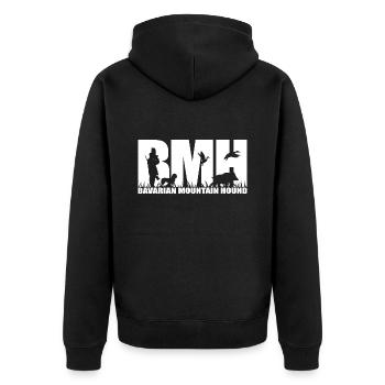 BMH BAVARIAN MOUNTAIN HOUND Hunting Dogs Wilsigns - Unisex Premium Organic Zip Hoodie - black - Back - Nico (187cm)