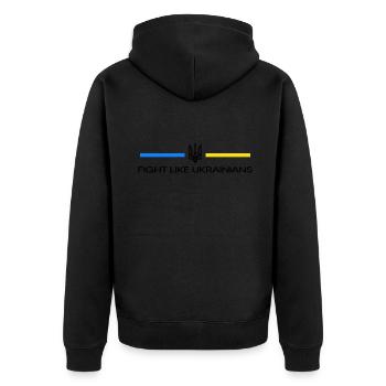 UKRAINE-fight support Selenskyj PRO-ukraine - Unisex Premium Bio Zip Hoodie - Schwarz - Hinten - Nico (187cm)